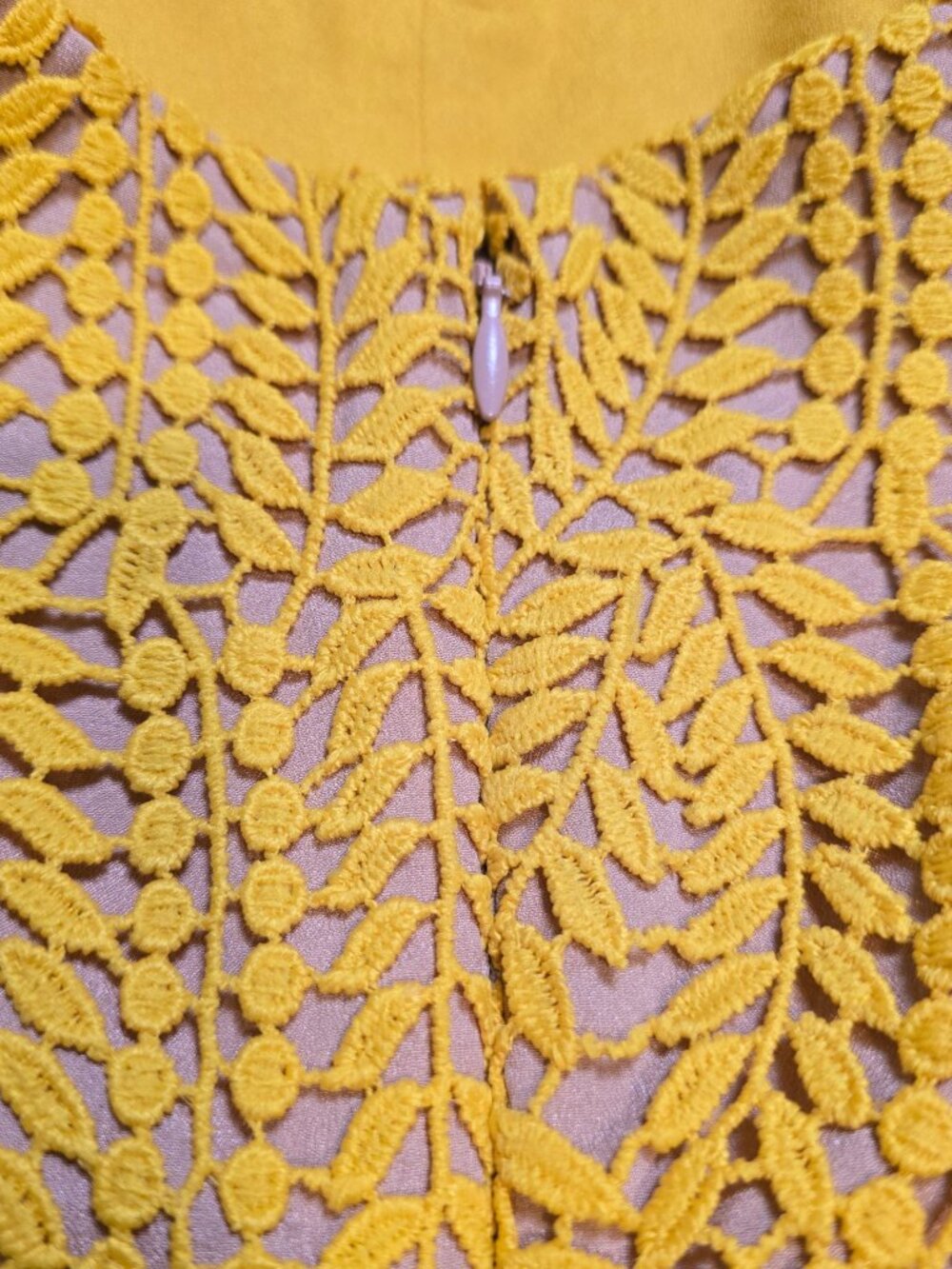Dress The Population Yellow Crochet Lace Dress XXL EUC - Picture 9 of 10